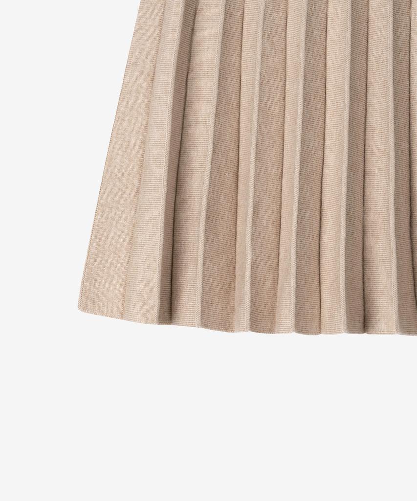Basica Pleated Knit Skirt (Beige)