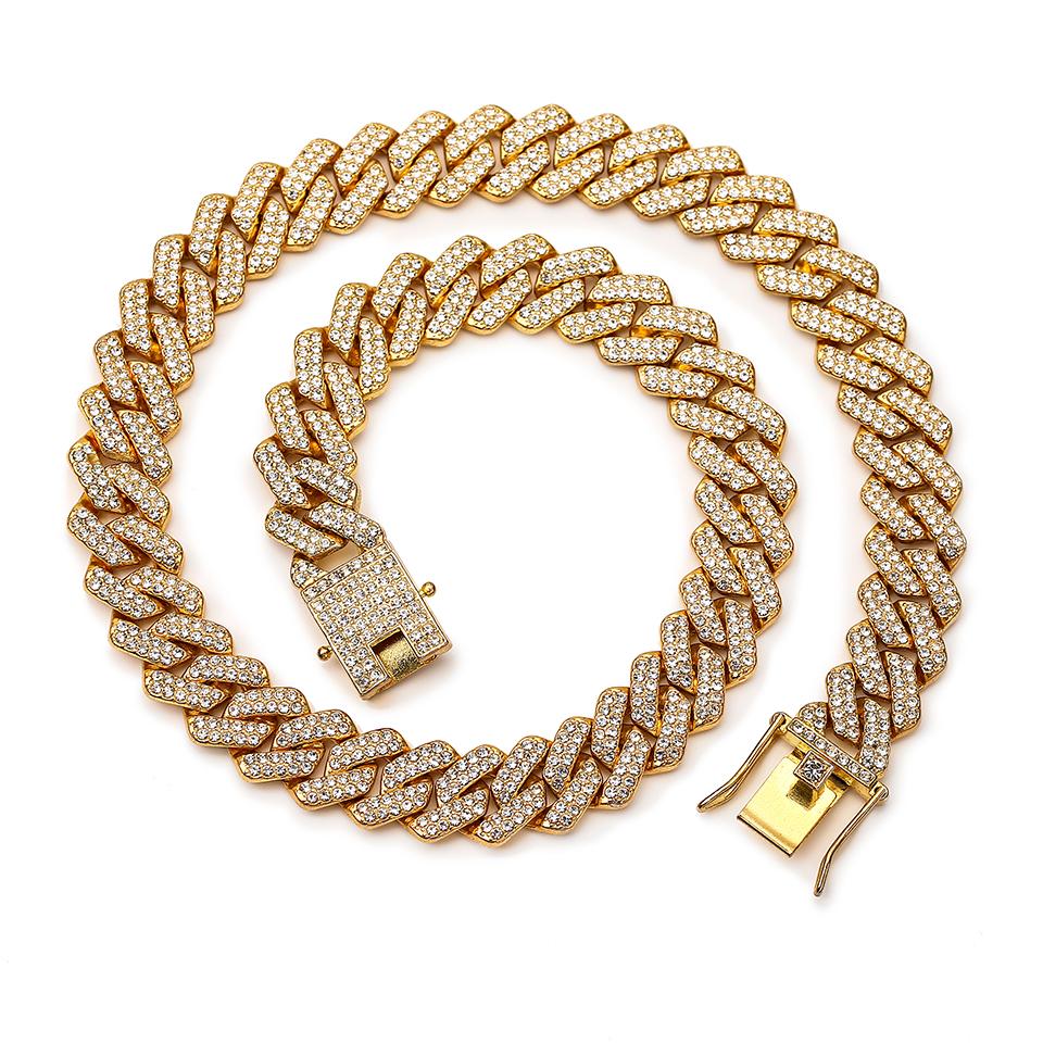 Yupsk 45/50CM Men Women Hip Hop Cuban Chain Iced Out Bling Rhinestone Necklace Hiphop Crystal Necklaces Fashion Jewelry