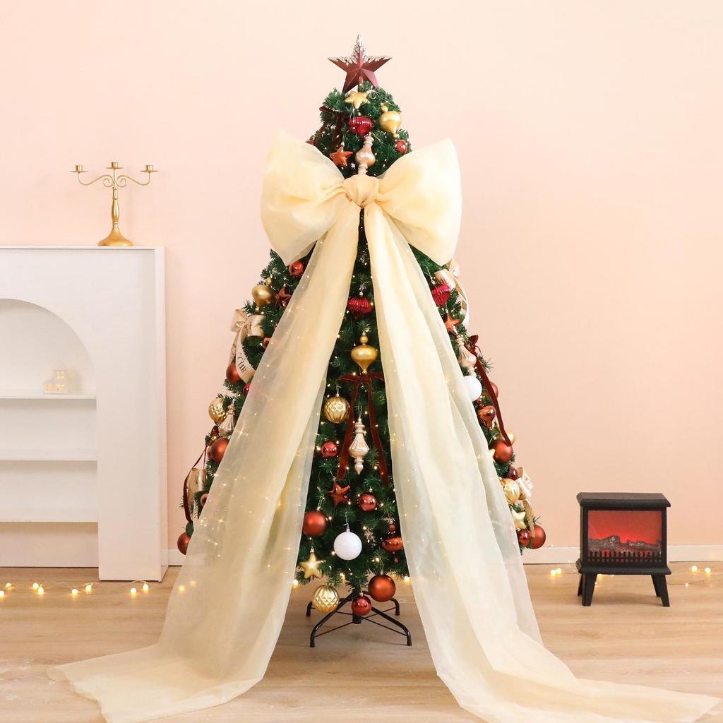 Handmade Organza Bow Christmas Tree Ornaments for Festive Home Décor