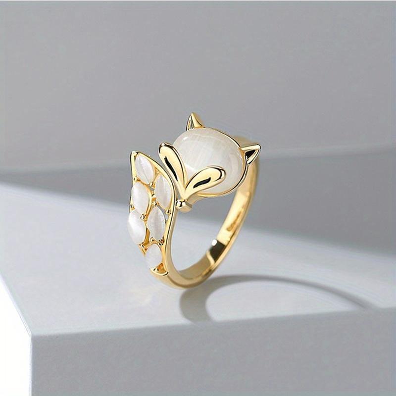

Cute Little Fox Adjustable Opening Ring – Small Luxury Design Fashion Ring for Women & Teenager, Delicate Animal Jewelry, Versatile Daily Wear Gift Adjustable Opening золотистый