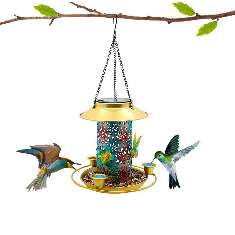 

New Outdoor Garden Tree Hanging Light Iron Hanging Decoration Feeding Solar Bird Feeding Device Light 1pcs
