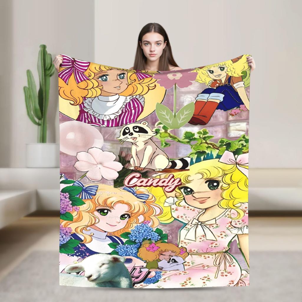 Candy Candy And Terry Anime Blanket  Warm Soft Funny Plush Bedding Throws For Couch Bed Travel Flannel Bedspread Bed Cover