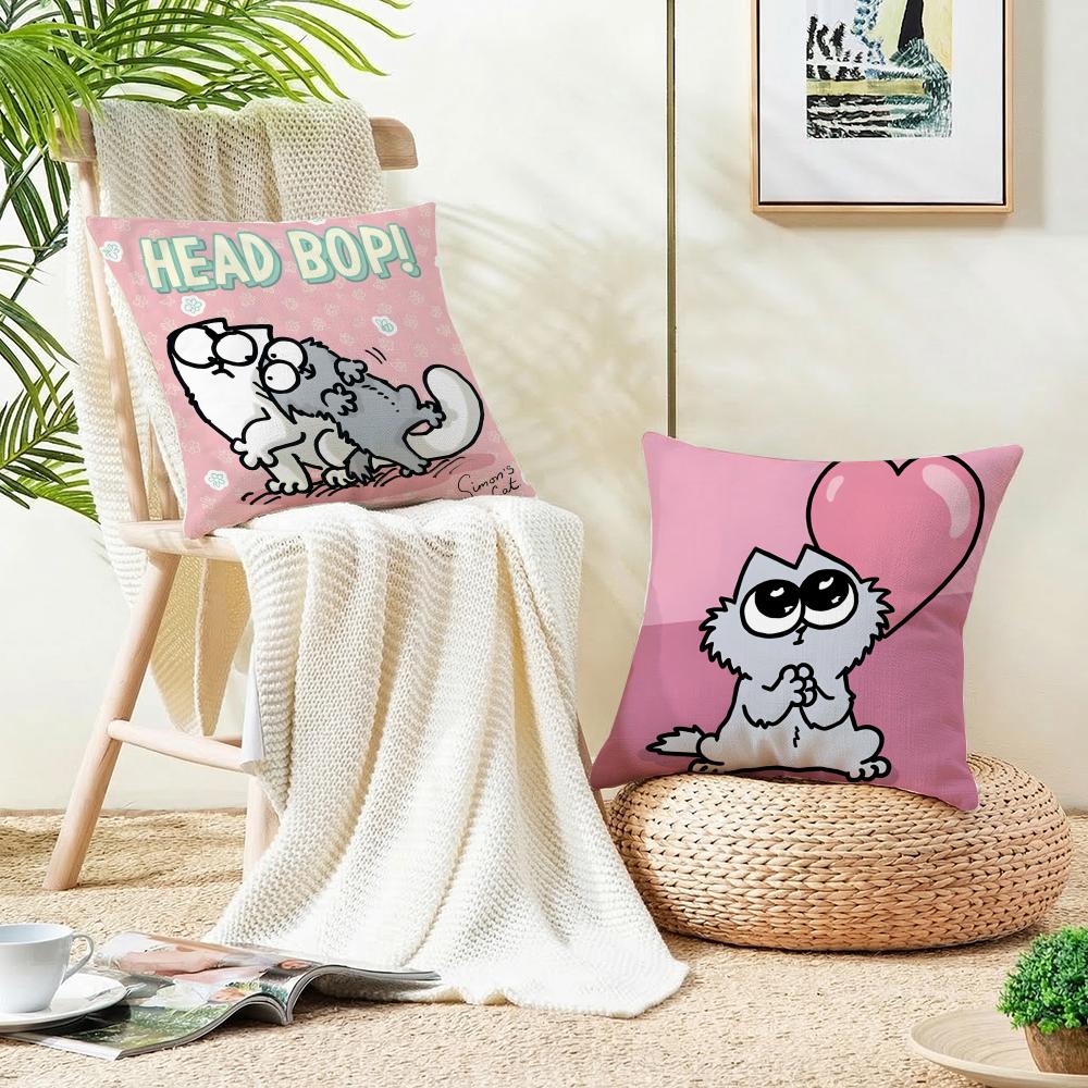 Funny SSimons CatS Cushion Cover Breathable and skinfriendly linen pillowcase square removable and washable cushion