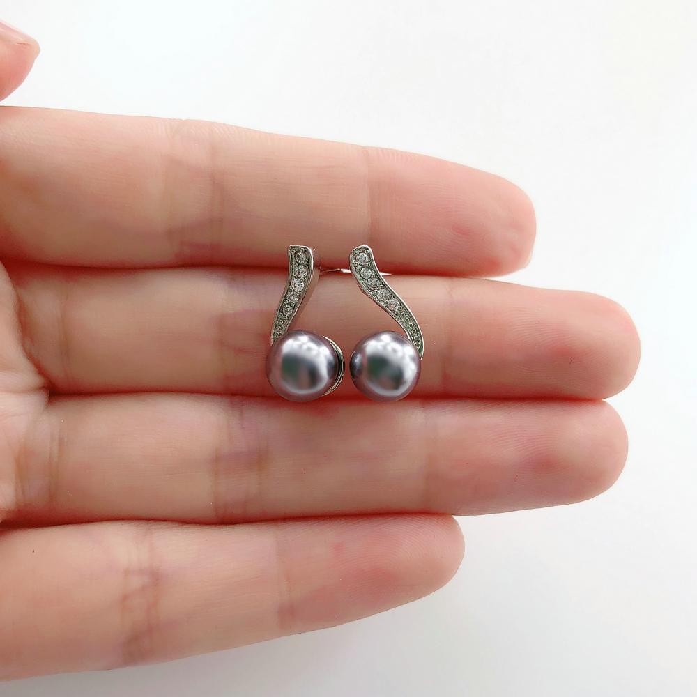 Black Imitation Pearl Stud Earring For Women Korean Fashion Rose Gold Color Jewelry Austrian Crystal Top Quality ZYE668