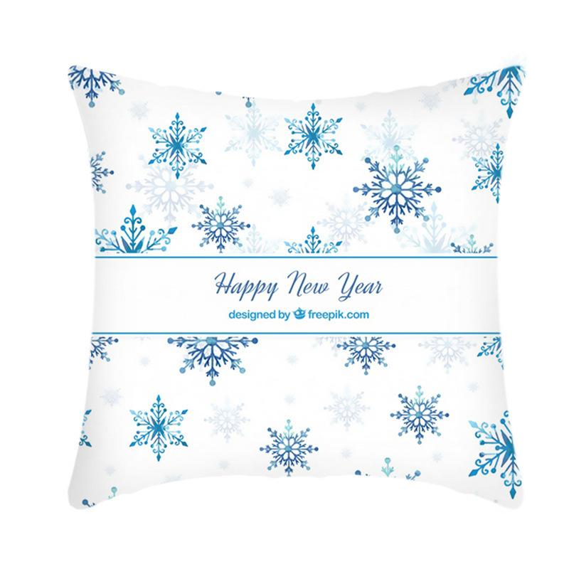 Christmas Blue Ice Snow Deer Digital Printing Short Plush Pillow Covers For Car Sofa Office Cushion Cover Home Goods 60X60Cm