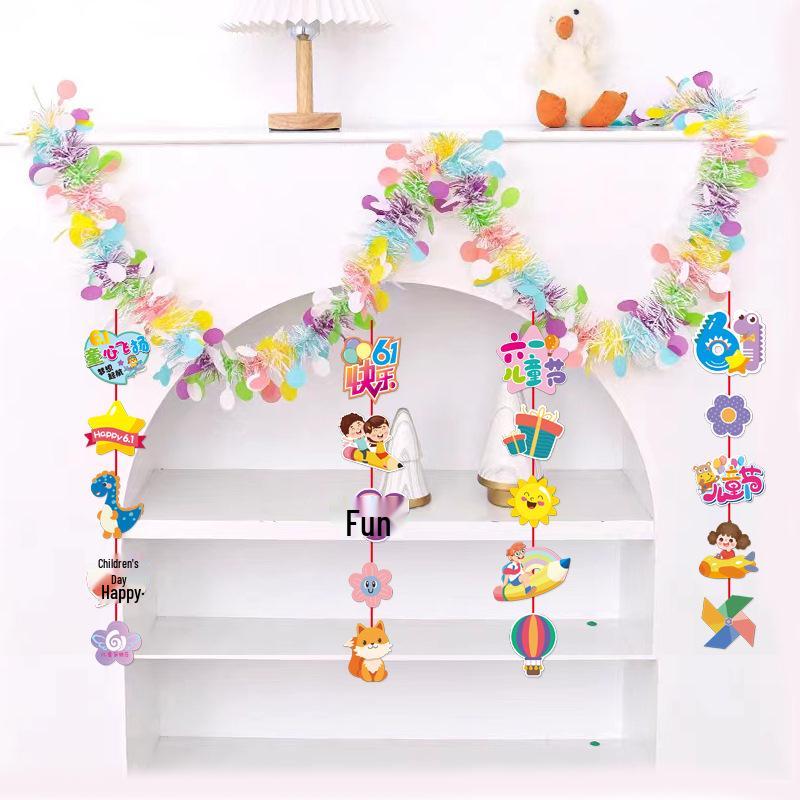 June 1st Children's Day Colorful Classroom Bunting for Kindergarten Party Decor
