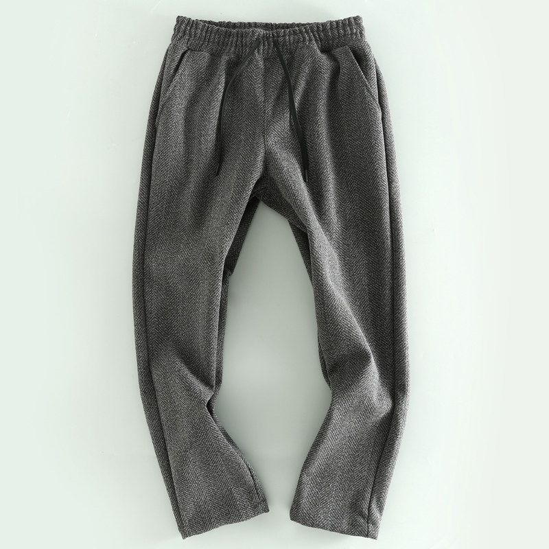 Trade Cattle Goods Overplus Order Spring and Autumn Men's Elastic Waist Solid Trousers Straight Sweatpants Loose Casual Pants Straight Pants Fashion