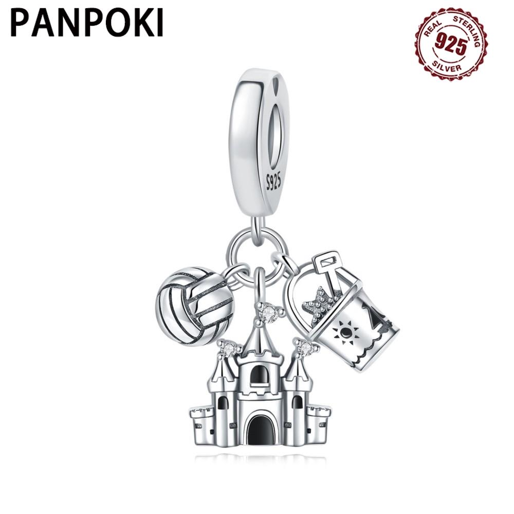 Copper Metal Volleyball Sand Bucket Castle Pendant Bead Components Bracelet High Quality Fine Jewelry Charm Bead Components Compatible With Women