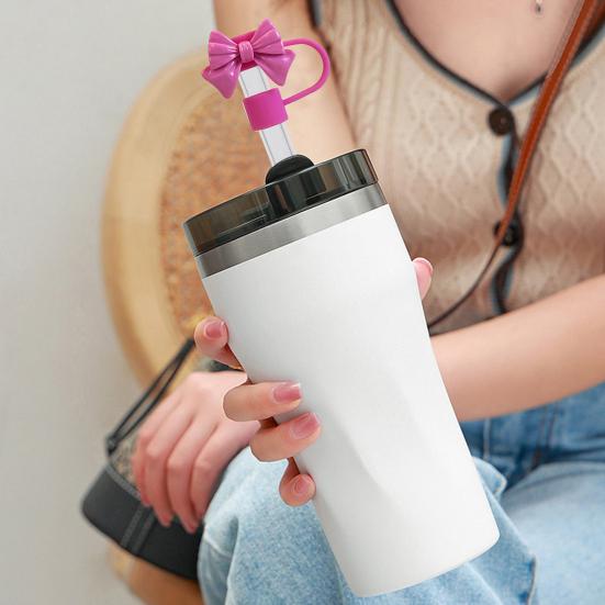 Silicone Bow-Tie Straw Cap for Stanley Tumblers Reusable Straw Tips Lid Protectors Dust-Free Cup Accessories for 10mm Diameter Straws