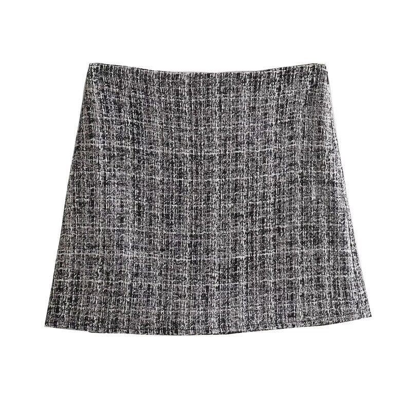 Fashion Wind Winter New Female Slim Looking Plaid Short Casual Suit Jacket High Waist Culottes 8975130 033