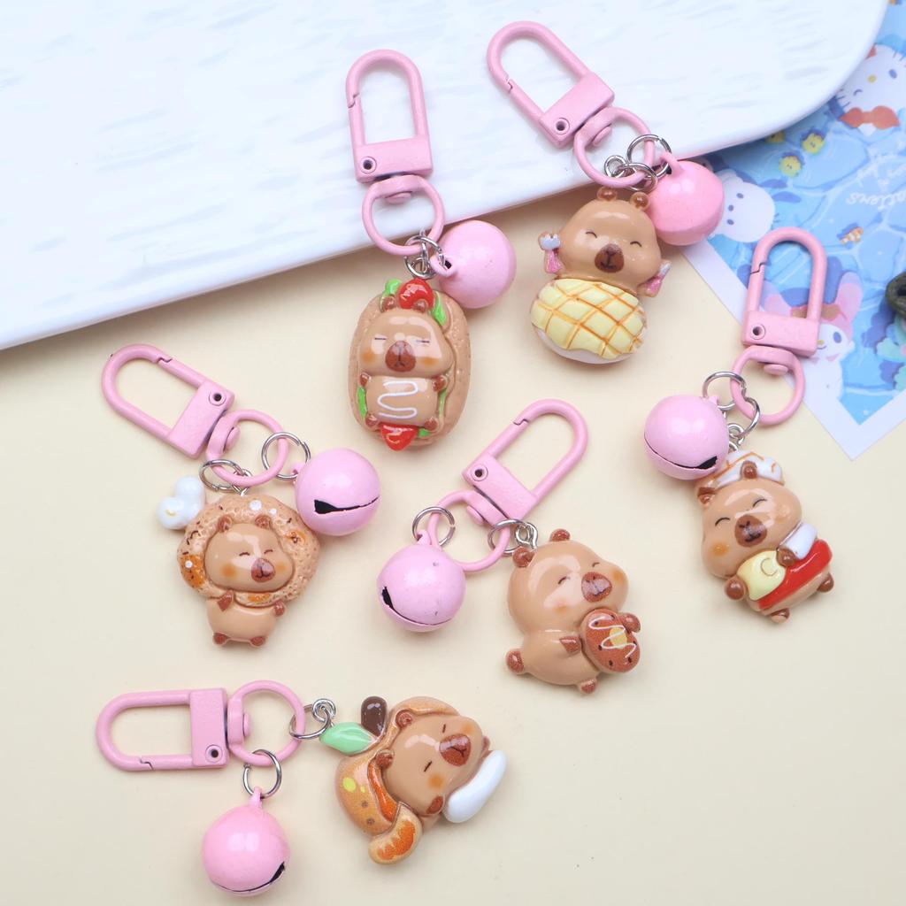 Cartoon Resin Bell Keychain and Bag Charm Pendant - Couple Ornament Gift