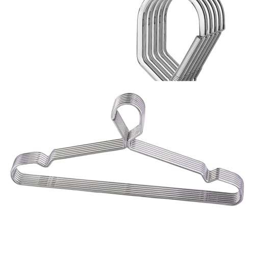 

Trrcylp 10-Pack 16.5-Inch Wire Hangers, 4mm Lockable Stainless Steel Slim Thin Heavy-Duty Windproof Closure Hooks Metal Space-Saving Clothes Hotel Han