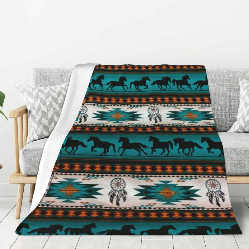 Coperta Personalizzata Modello Navajo Nativo Americano Boho Azteco Morbido Pile Caldo Primaverile Flanella Coperte Plaid Divano Biancheria da Letto Copriletto
