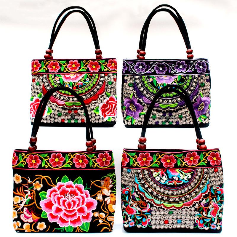 2024 Nová móda Vyšívané dámské malé kabelky Etnické květinové Vyšívané dámské kabelky Vyšívané kabelky Bucket Bag