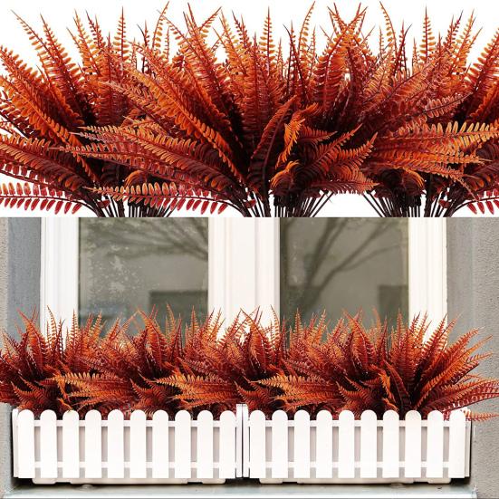 4 stk/sett kunstig bregne 7 gren UV-bestandig Hjemmekontor Bryllup Faux Grønt Plastplanter Innendørs Utendørs Hage Hage Hage Dekorasjon Fotorekvisitter