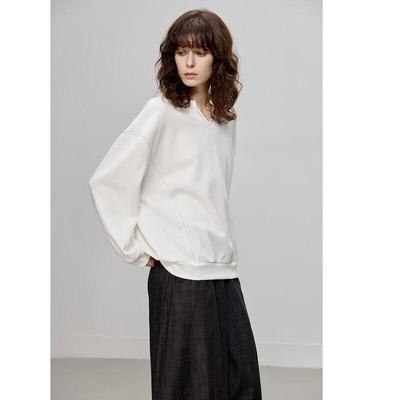 Demana Damen V-Ausschnitt Lässiger Lockerer Pullover