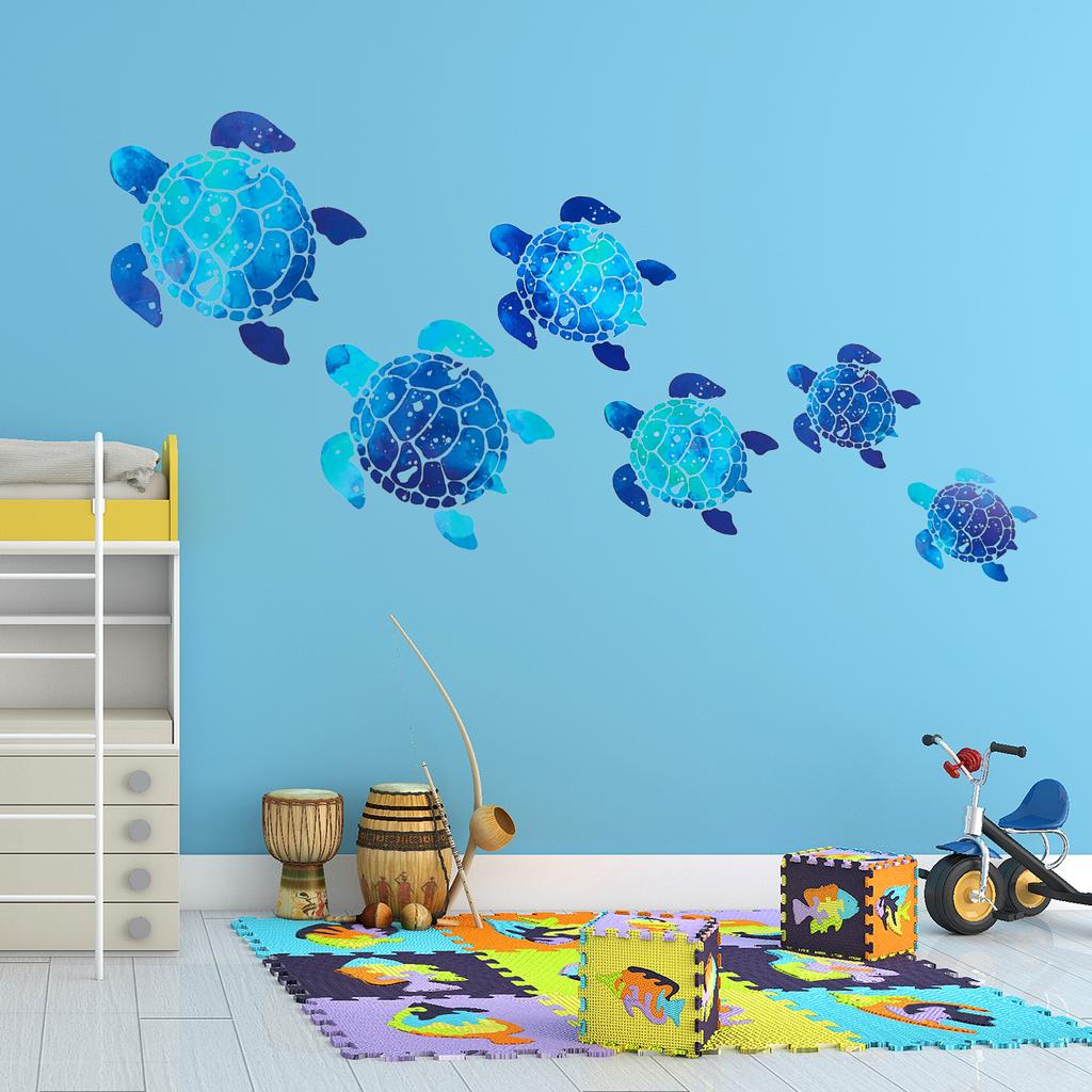 12Pcs/2set Sea Turtle Wall Stickers Vinyl Underwater Ocean Waterproof Wall Decals Home Bedroom Decoration DIY Accessories