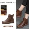 2025 autumn and winter new soft-soled leather Martin boots women's versatile platform short boots British thickened Chelsea boots
