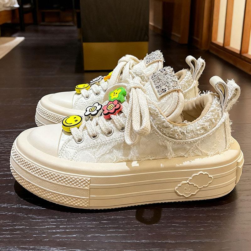

Zhao Ruth thick-soled big-headed canvas women s shoes spring and autumn new versatile casual little white sports shoes 35