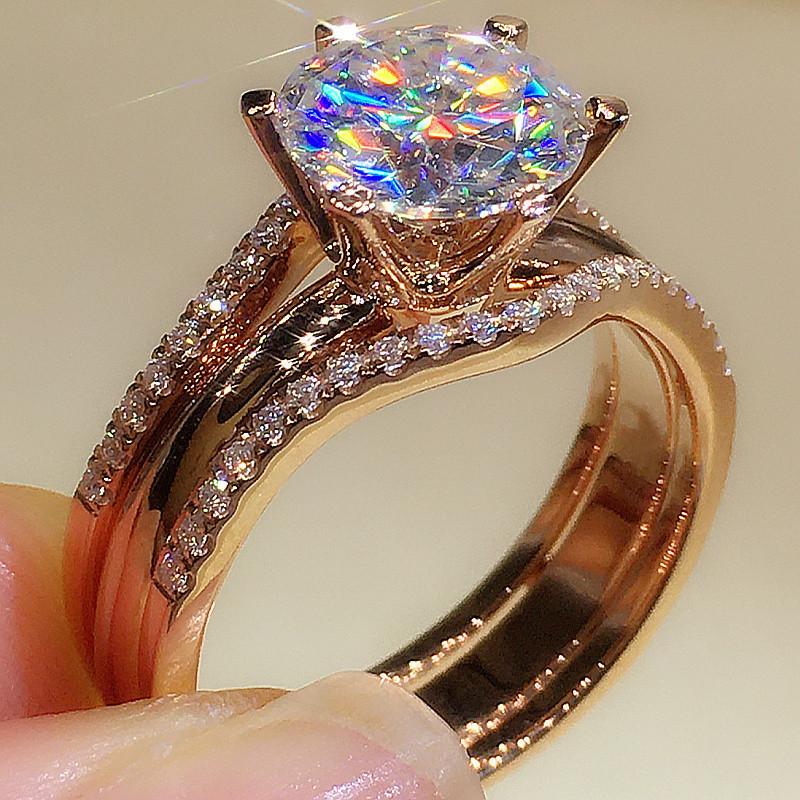 Eryun hot-selling fashion six-claw cubic zirconia ring single ring, popular engagement dinner ring for European and American women no. 6