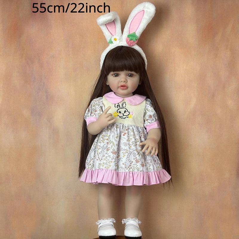 

BZDOLL 55cm 22inch Full Vinyl Baby Reborn Doll Girl Can Stand, Lifelike Princess Toddler Art Bebe Birthday Gifts for Child vinyl body doll