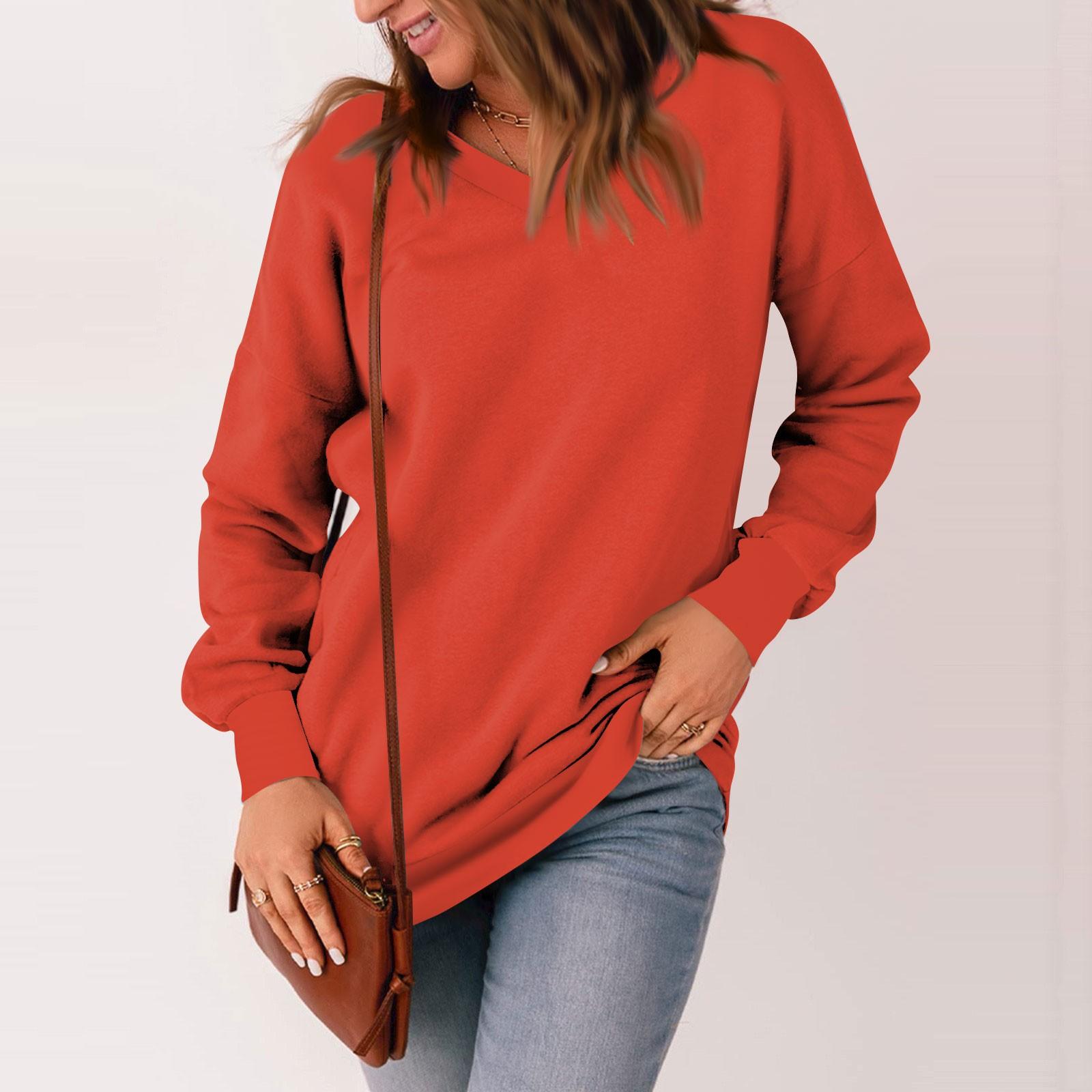 Женская повседневная толстовка с v-образным вырезом — фото 13