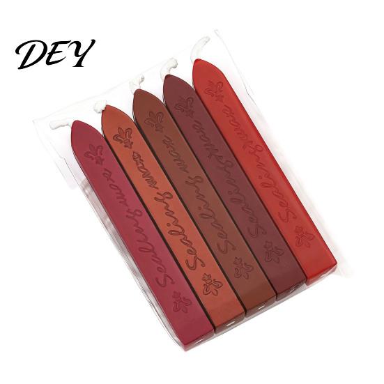 Wax Seal Beads for Invitations 5PCS Sealing Sticks, with Wicks, Classic Color Retro Letters Strips, Envelope And Vintage Craft Decor Stamp Supplies