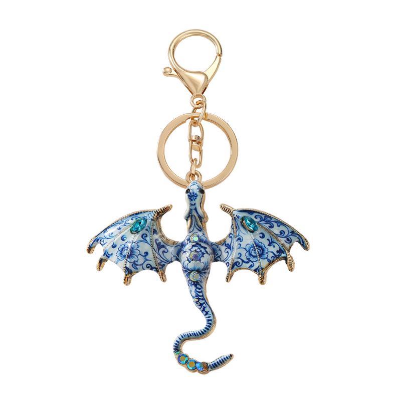 Fantasy Drachen Emaille Schlüsselanhänger Set Wyvern Schlüsselring Tasche Anhänger Auto Schlüssel Zubehör Geschenk