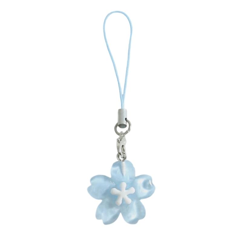 Plastic Resin Floral Keychain Cute Flower Design Clear Sweet Accessory For Backpacks Key Rings Girls Gifts