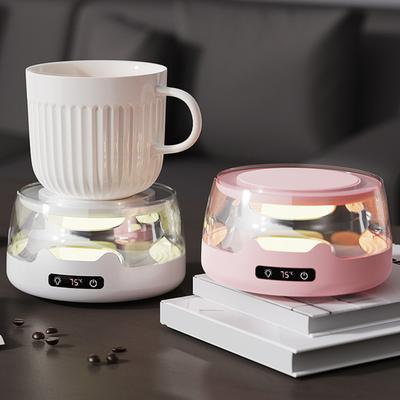 Coffee Mug Warmer Adjustable Temperature Coaster with Ambient Light Portable Drink Warmer Auto Shut-Off Anti-Slip Base Heated Mug Coaster
