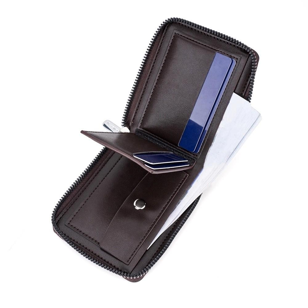 Leather Anti-theft Cash Bag Zipper Card Bag Pocket Purse Casual Men's Short Wallet  Business