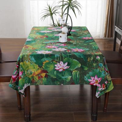 Retro 180G Cotton Digital Printing Tablecloth Ink Painting Decoration Hotel Restaurant Tablecloth