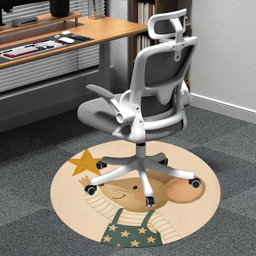 

1pc Mouse Star Office Round Area Rug, Indoor Mat Suitable ForOffice, Under Office Chairs Bedroom Living Room Home Decor, Room Deco u40 80cm by 80cm