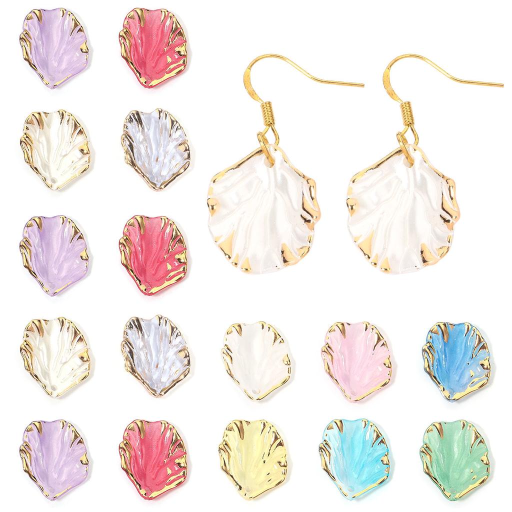 50Pcs Resin Petal Beads Color Gold Edge Acrylic Flower Charm Bead for DIY Earring Bracelet Necklace Jewelry Making Accessories