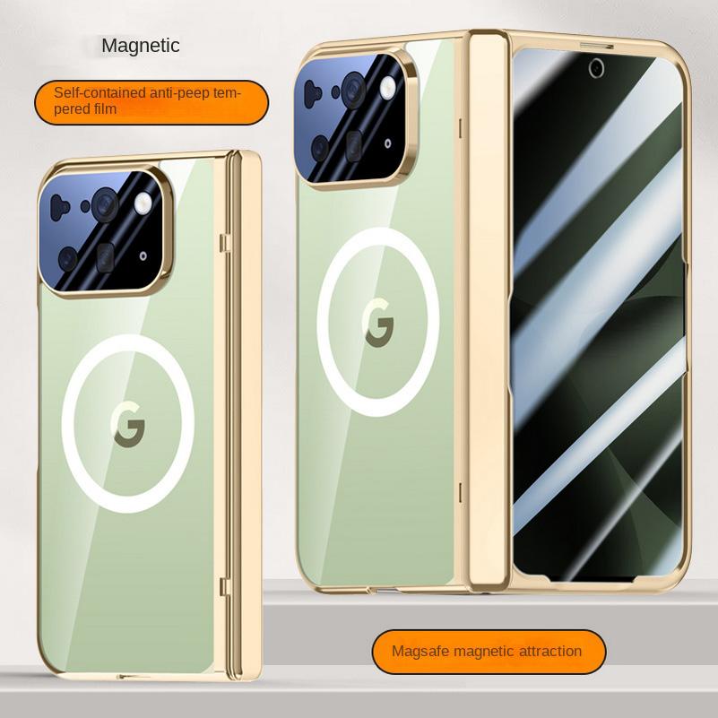With Magsafe Magnetic Transparent Screen Tempered Glass Protector Case For Google Pixel 10 Pro Fold Spring Hinged Back Cover