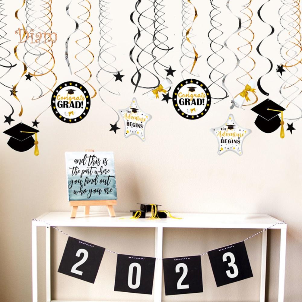 GRADUATION HANGING SWIRLS Party Decorations WHITE Congrats Grad Cap Room Decor GRADUATION HANGING SWIRLS Party Decorations WHITE Congrats Grad Cap Room Decor