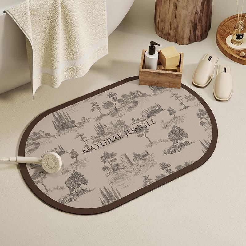 Bathroom Entrance Diatom Mud Floor Mat Semi-circular Anti-slip Quick-drying Foot Mat Bathroom Toilet Door Absorbent Household Carpet