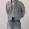 2026 New Men's Fashion Turn-down Collar Vertical Striped Loose Long Sleeve Shirt