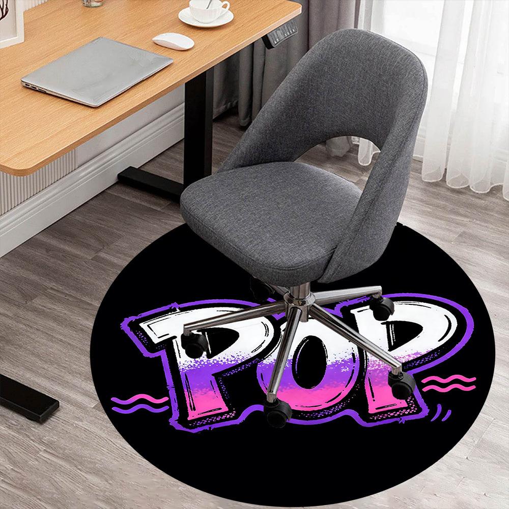 

1pc Pop Culture Round Chair mat office Area Rug - Non-Slip, Floor Mat for Office, Bedroom, and Indoor Decor p127034 80cm by 80cm