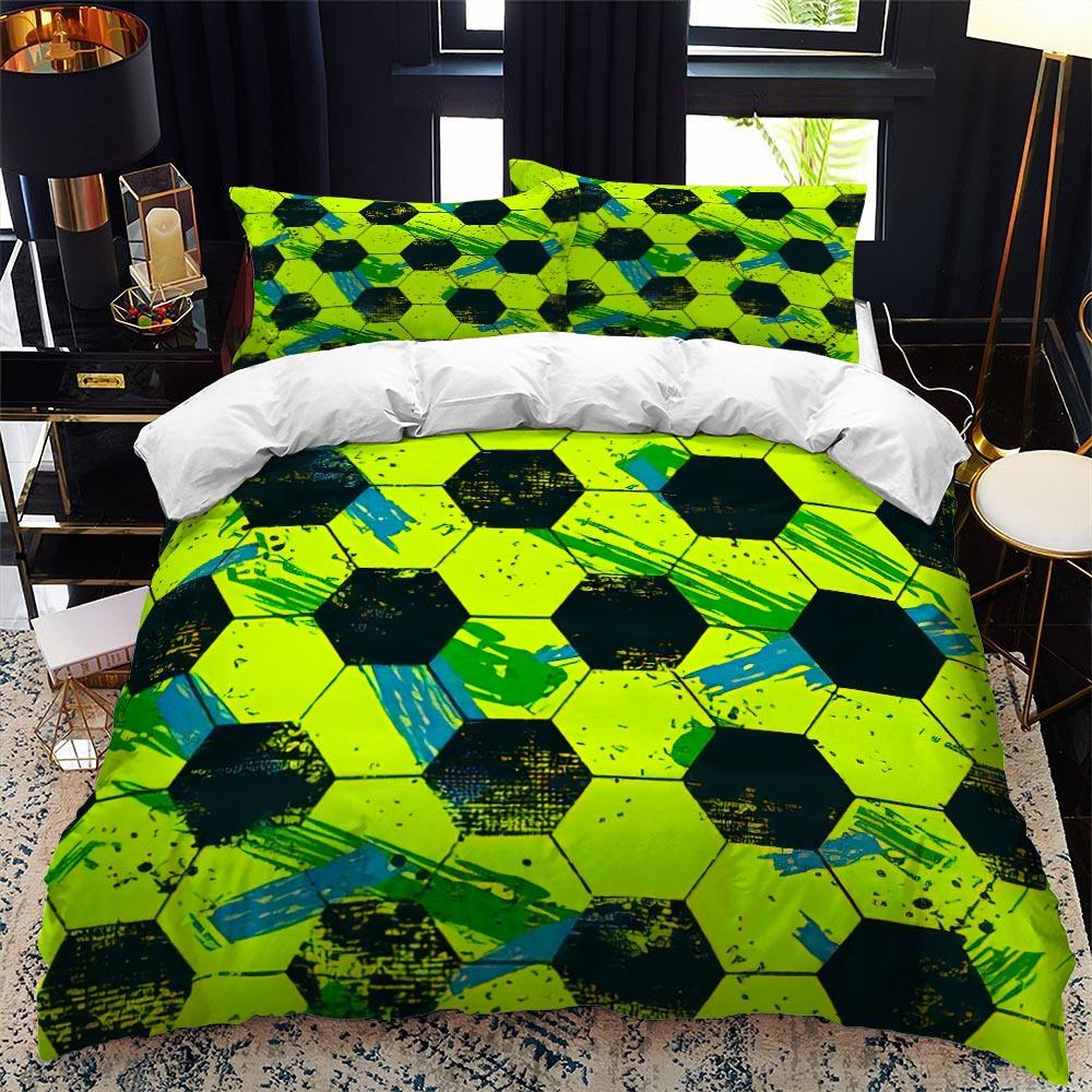 3D Football Print Duvet Cover Queen/King Size Soccer Sport Bedding Set for Boy Kids Gifts Ball Game Theme Quilt Cover Pillowcase
