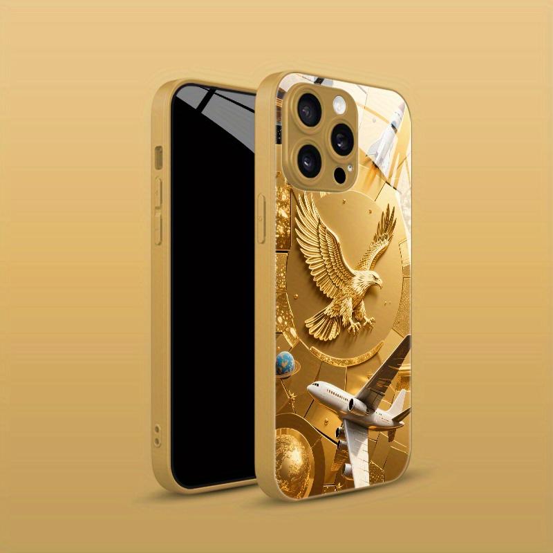 Adler und Flugzeug Collage galvanisiertes Glas Handyhülle geeignet für iPhone 17 16 15 14 13 12 11 Pro/Max/Plus stoßfest