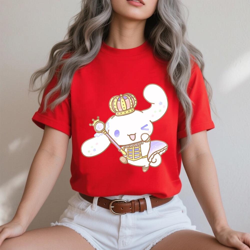 

2026 Summer Cinnamoroll Star Prince Print Cotton T Shirt for Women Casual Soft Comfortable Top S