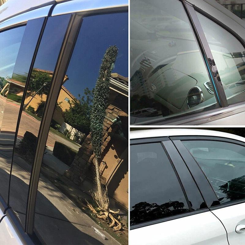 8Pcs Car Polished Black Window Pillar Door Post Trims Cover BC Column Panel Stickers For Toyota Camry 2018 2019 2020 2021-2024