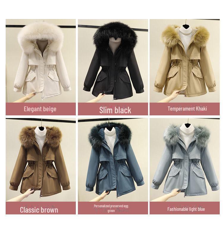 Korean Style Winter Parka: Women's Loose, Thickened Cotton Coat with Stylish Velvet Accents