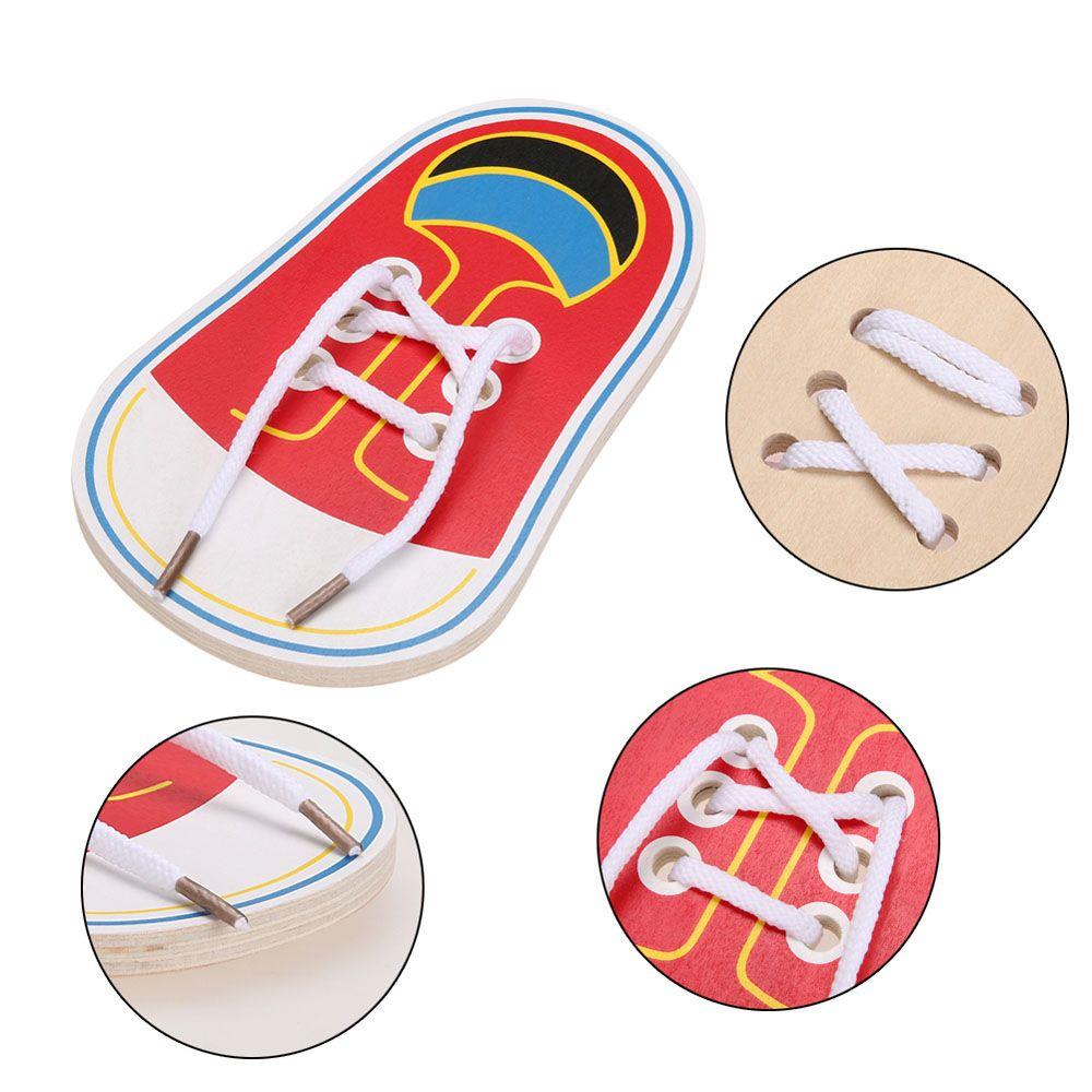 Funny Teaching Children Learning Tie Shoelaces Toys Educational Toys Wooden Shoe Lace