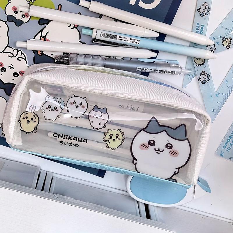 Cute Japanese Anime Chiikawa Stationery Box Kawaii Usagi Hachiware Student Large Capacity Cartoon Stationery Bag Birthday Gifts