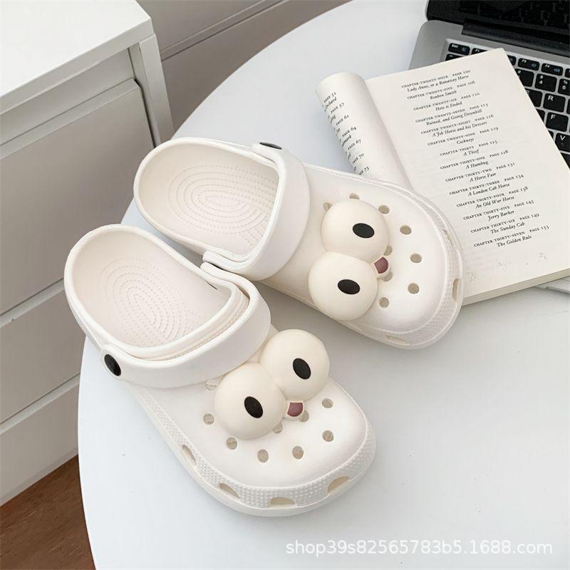 Chiapa Dog Hole Shoes Women's Summer Wear Big-eared Dog Kulomian New Versatile Beach Toe Shoes