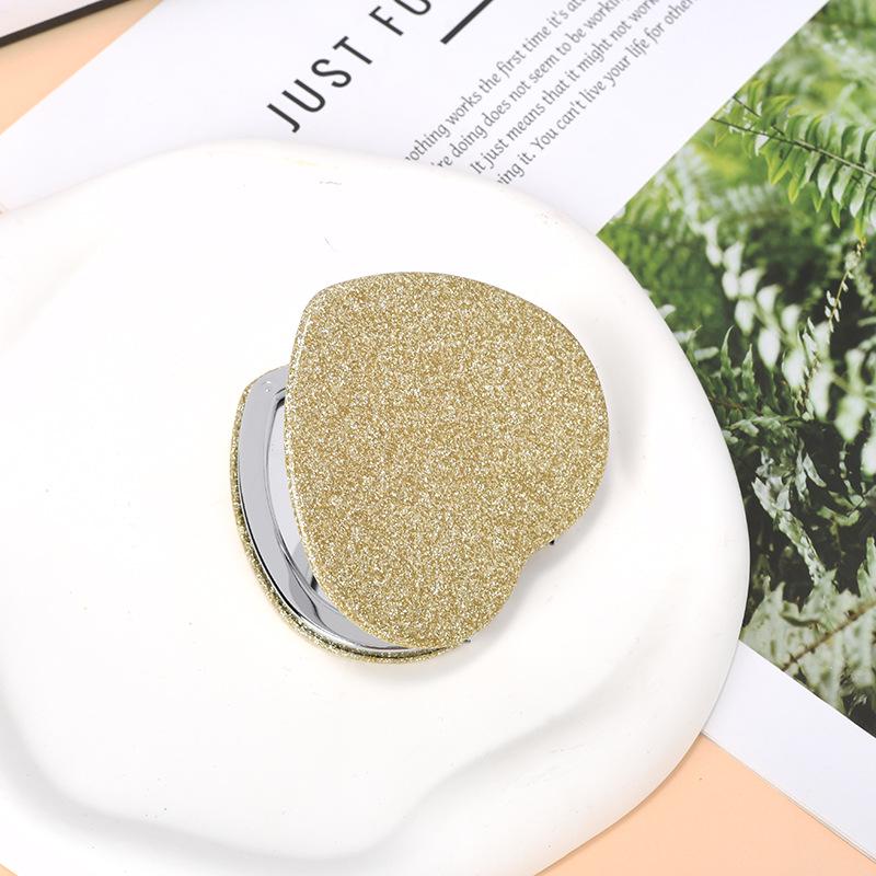 Miroir de maquillage compact double face en forme de cœur pour les résidences étudiantes