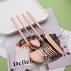 24Pcs Champagne Gold Cutlery Set Kitchen Tableware Stainless Steel Dinnerware Set Knife Fork Spoon Dinner Set Dishwasher Safe Service for 4