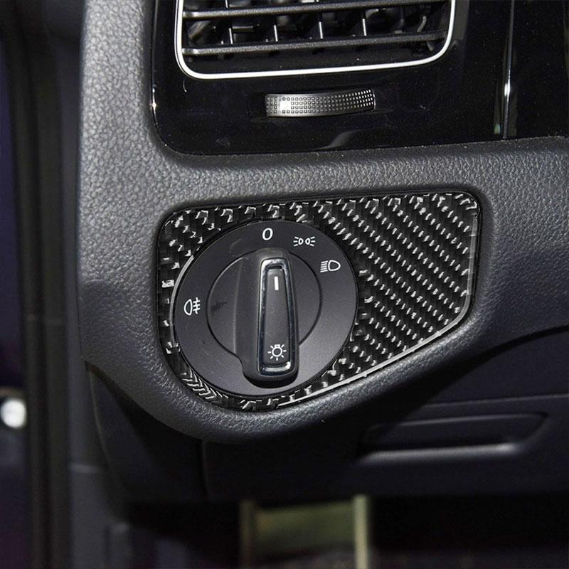 

Carbon Fiber Auto Headlight Switch Decoration Frame Cover Trim Sticker For Volkswagen Golf 7 Gti Mk7 2013-2019 Car Accessories